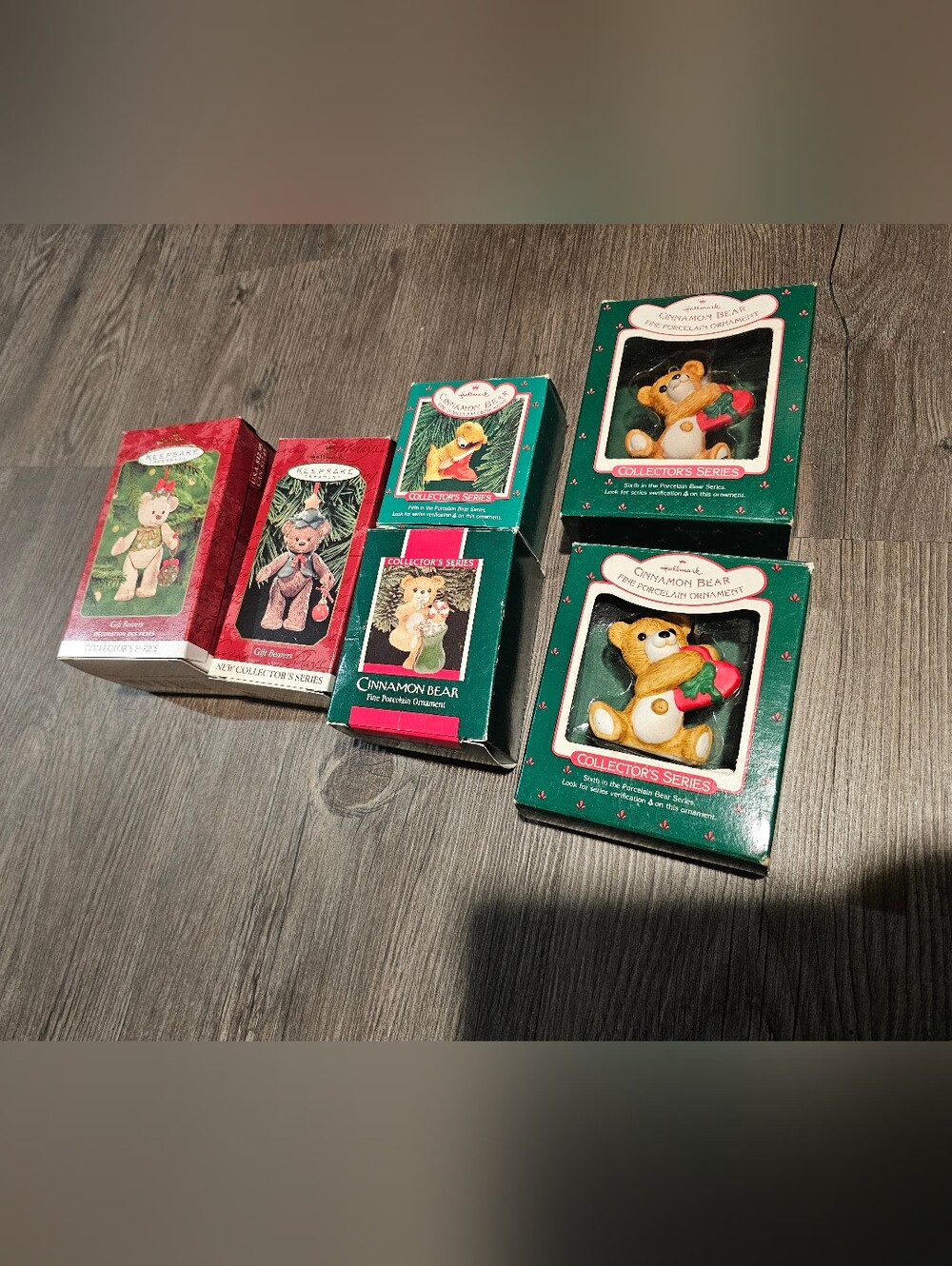 Hallmark Cinnamon Bear Porcelain Ornament - Green Box, Brown Bear